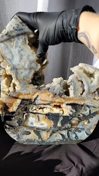 Image 5 of 14lb Sphalerite & Agate Druzy XL Slab Rough Edge Crystal Specimen 