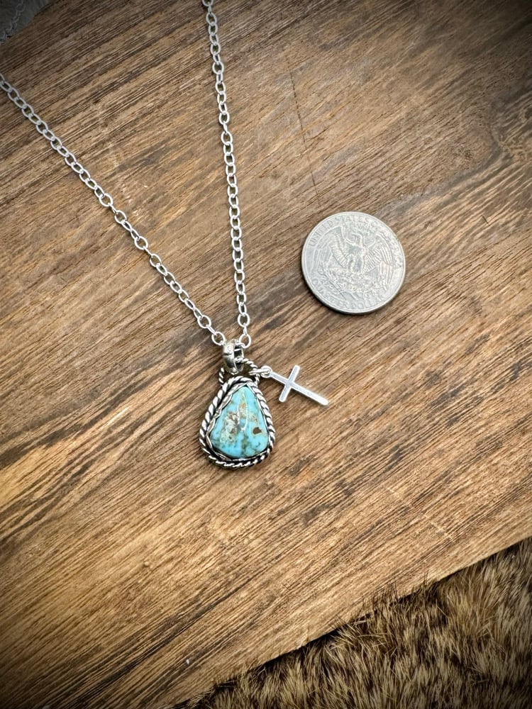 Dry Creek Turquoise Cross Necklace | Wildrye Silver Co