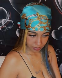 Image 1 of Blue on Blue Silk Head Scarf