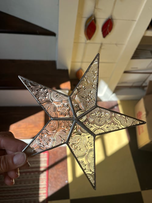 Image of Clear Vintage Star- stained glass