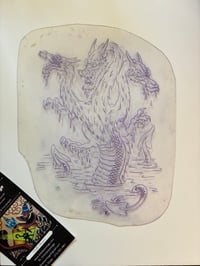 Image 1 of Hydra Dragon By Rollo Vintage BIG Acetate Tattoo Stencil Malone