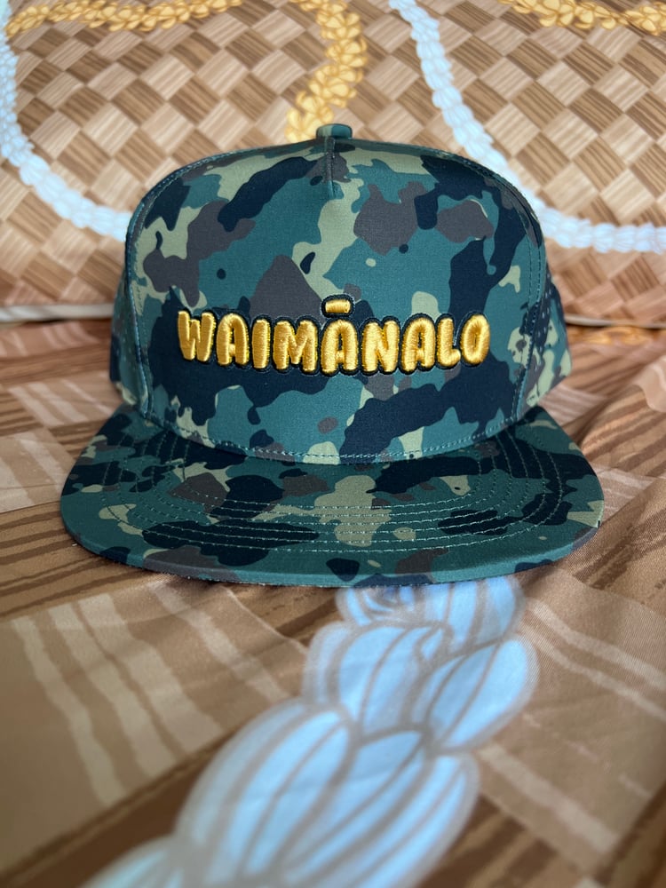 Image of WAIMĀNALO SnapBack hat (Camo/Gold)