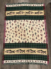 Image 1 of Vintage Trout Fly Blanket