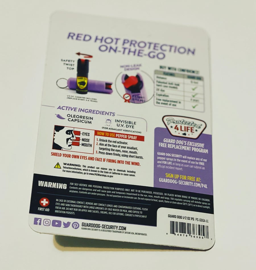 Image of Guard Dog Quick Action Pepper Spray -Lavender .