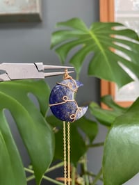Image 3 of Lapiz Lazuli Gold Moon Necklace