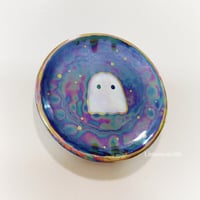 Image 2 of Deep Blue Mini Ghost Trinket Dish With Rainbow Effect (2.5 Inches Diameter)