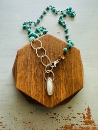 Image 1 of gorgeous turquoise nugget necklace with opal pendant
