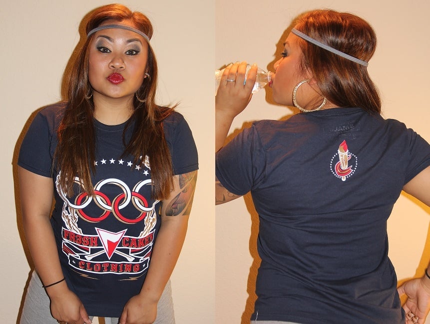 Image of Fr3sh & Cakey "Olympics" Women's T-Shirt in Navy