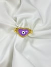 Purple Heart Evil Eye Protect Me Ring