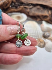 Image 2 of Sea Glass and Wave Charm Earrings
