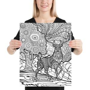 Deer Mandala Coloring poster