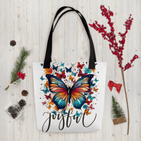 Image 1 of  Christian Tote Bag, Butterfly Tote Bag, Christian Gift, Back To School Bag, Gift for Her,