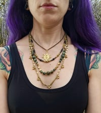 Image 4 of African Turquoise Sun Charm 4 tier necklace 