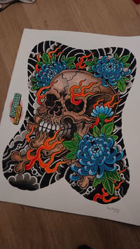 Skull & Mums Backpiece print