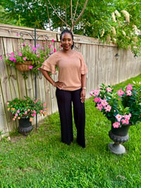 Image 2 of  Polka Dot Blouse w/Back V-Neck Detail & Ruffle Sleeve