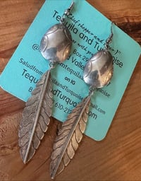 Image 3 of Concho & feather long earrings 