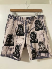 Image 1 of 'Dead Sexy' - Halloween Collection - Blockprinted Bleached Shorts 