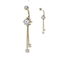 Image 2 of Double Jeweled Dangle Belly Ring