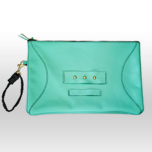 Image of Clarisse handmade leather clutch - Fresh Mint