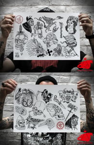 Image of TATTOO FLASH SET - LE CHIEN A DEUX TETES - SOLD OUT