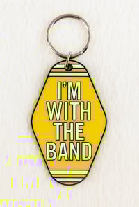 Image 2 of I'm With The Band Keychain – Retro Yellow Hotel Motel Key Tag for Music Lovers, Concert Fans