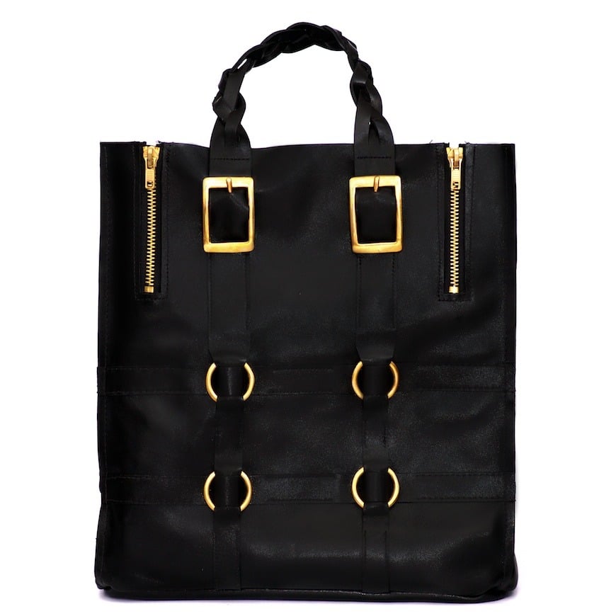 Image of Cecilia large handmade leather tote - Void Black