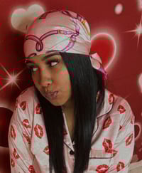 Image 3 of  Pink on Pink Silk Head Scarf 