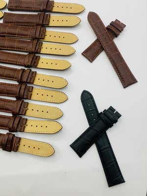 Image of LOTS OF 5 & 10 X CROC  STYLE OMEGA LEATHER GENTS WATCH STRAPS,20mm,BLACK,BROWN,WITHOUT BUCKLES.