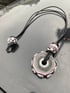 pink gray day; effetre glass medallion with accent beads and leather cord Image 4