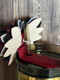 Image 3 of Country Gold Burgundy and Rose Gold Tumbler Straw Topper Bow