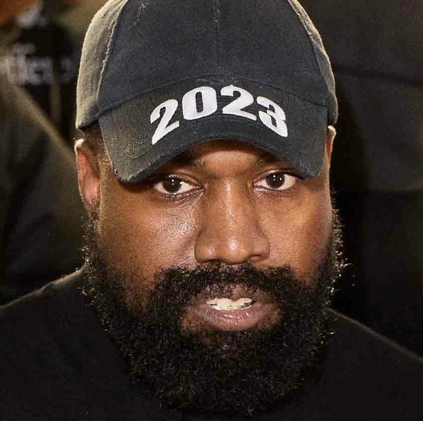 Image of Black Distressed Kanye West 2023 Dad Cap Hat