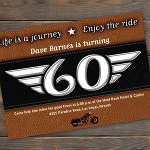 Image of IN115_4 leather and chrome party invitation