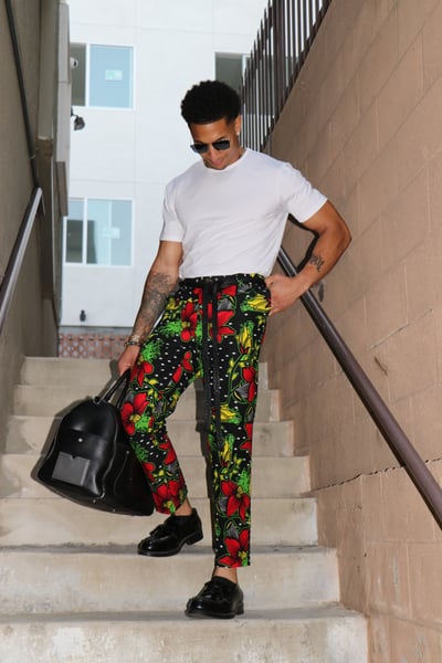 Image of The kendu pants - red floral burst 