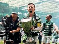 Signed Callum McGregor Celtic FC Trophy A4. 12x8