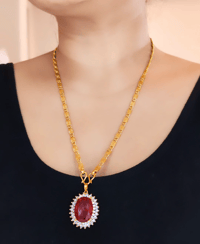 Image 4 of GP_2016_American Daimond Pendant with Gold Plated Necklace Set
