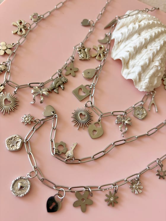 Image of Stainless Paperclip Charm Necklaces