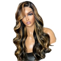 Image 4 of Black & Blonde Highlight Wig