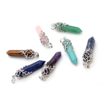 Image 4 of Crystal Hexagonal Stone Pendants For Women Neckalce DIY Natural Amethyst Rose Quartz Lapis Lazuli St