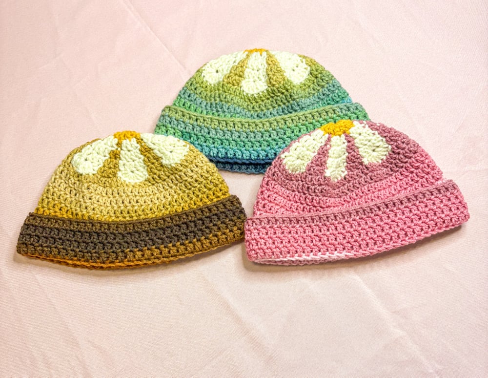 Image of Multicolored Flower Beanies