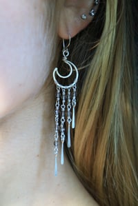 Image 2 of Sterling Silver + Smoky Quartz Moon Chandeliers