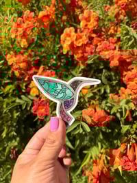 Watercolor Gemstone Hummingbird Sticker