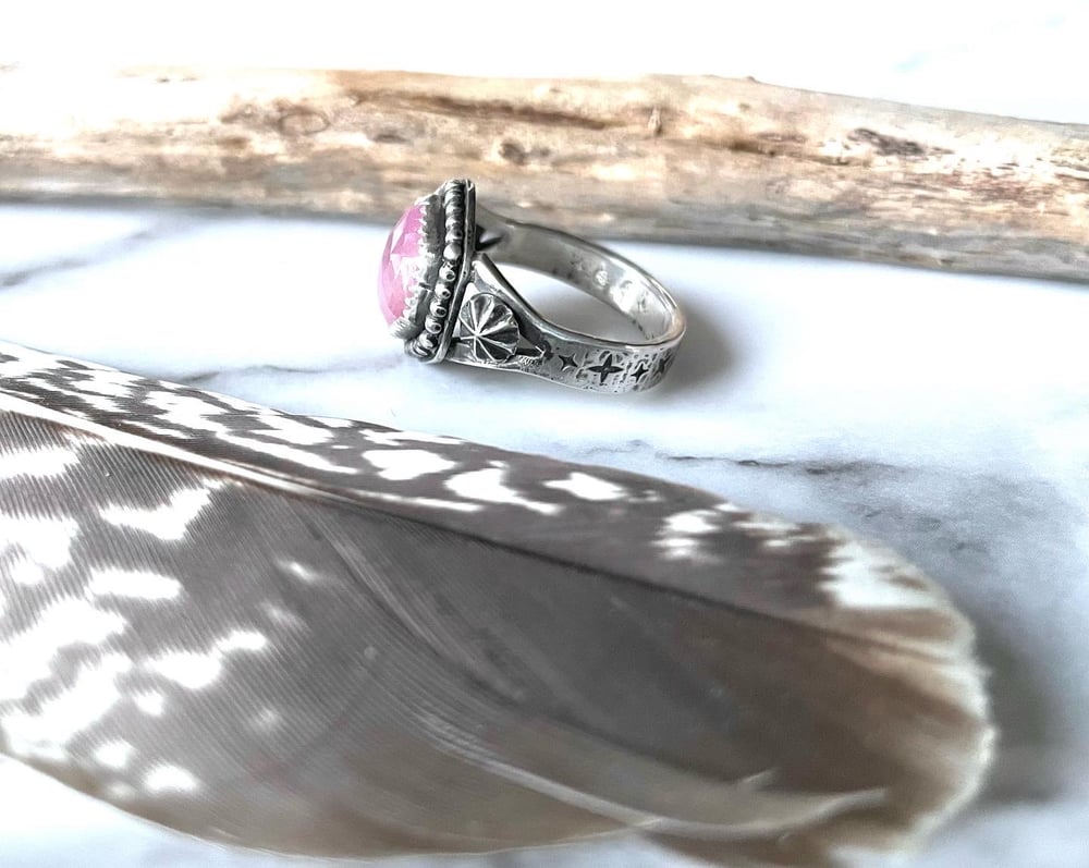 Sterling Silver Handmade Celestial Pink Sapphire Ring 925