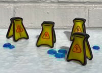 Image 3 of Stained glass tiny wet floor sign with tiny glass puddle