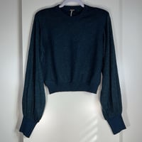 Image 3 of FREE PEOPLE let it shine teal blue metallic sweater top shirt