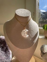 Image 1 of Gold Clear Quartz Moon Necklace