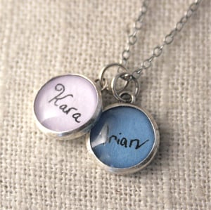 Image of 12 mm Your Child&#x27;s Handwriting Charm You Choose Color
