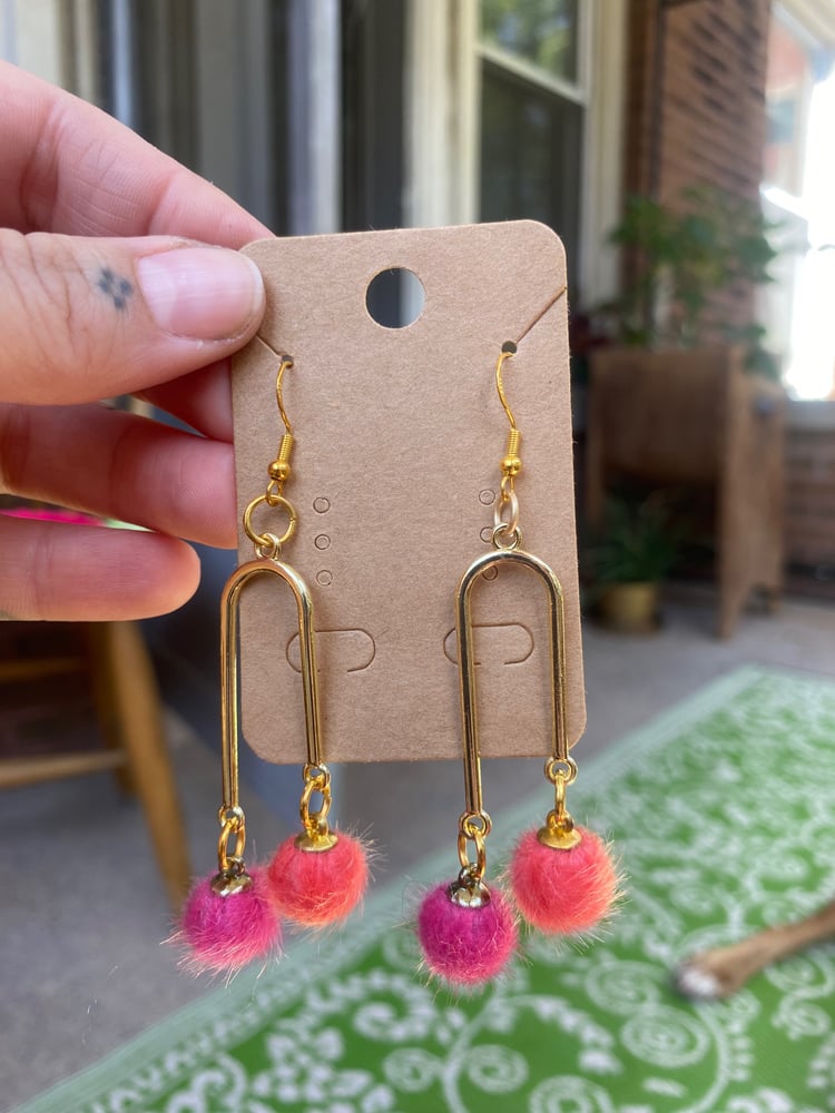 Image of Fuzzy ball earrings (pick a pair)