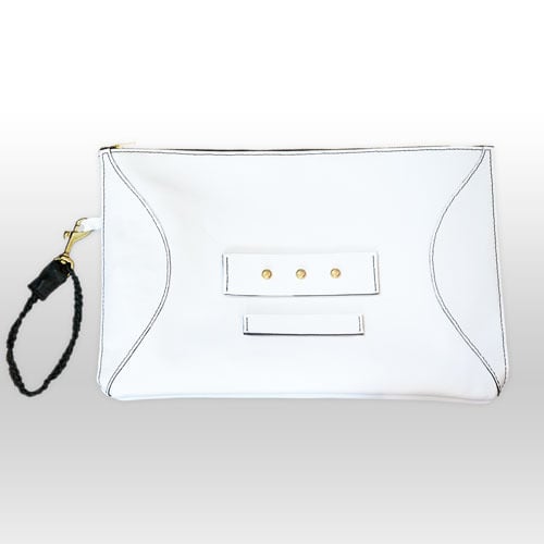 Image of Clarisse handmade leather clutch - Bright White