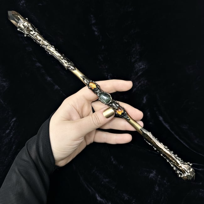 Metal Henge Witch Wands: Mossgold Double Conductor 