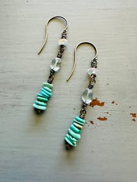 Image 7 of opal topaz and stacked turquoise earrings